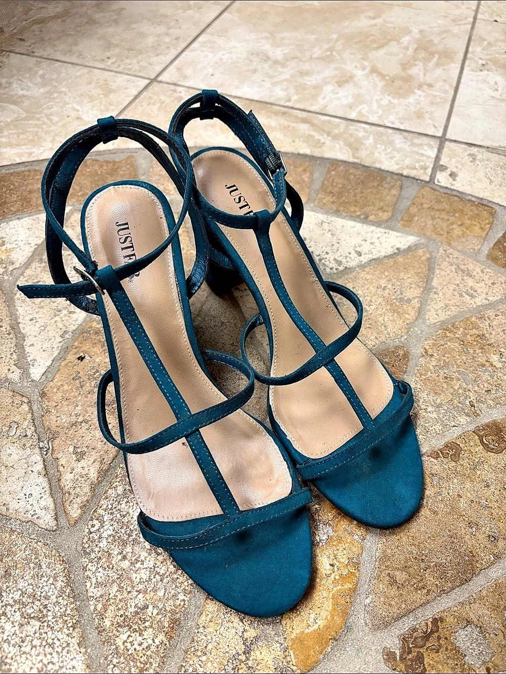 JustFab Strappy Heels in Blue US 8.5